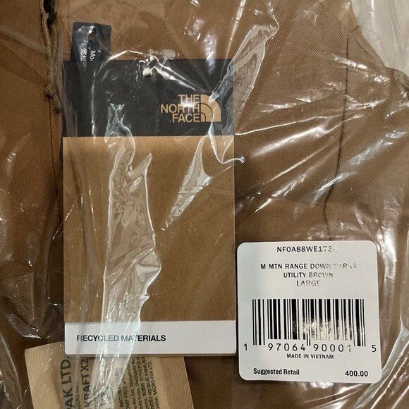 The North Face Mountain Range Down Parka 600 Men's Sz L Utility Brown ~NWT $400 - Picture 8 of 9